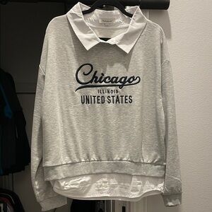 Francesca’s Gray Chicago Sweatshirt with White Collar